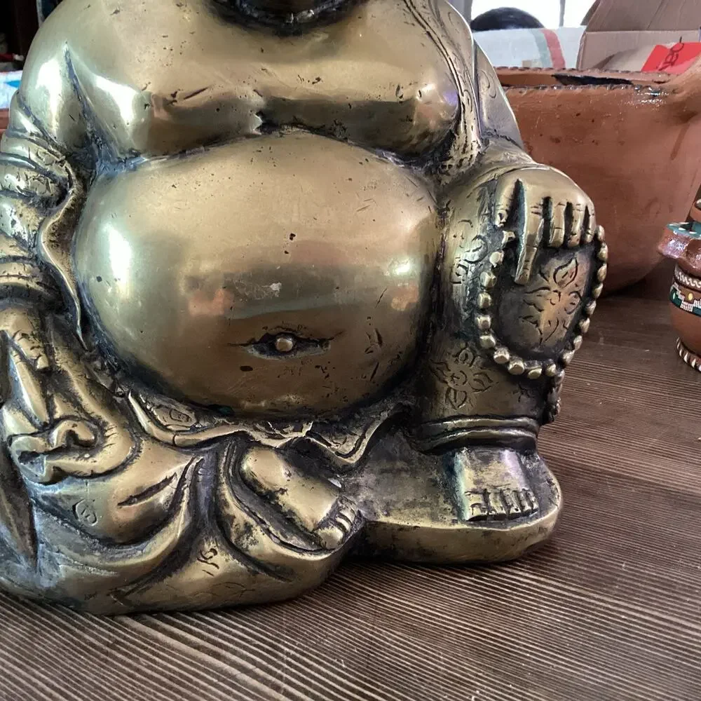 Old Antique Brass Tibetan Buddha statue.Approximately 11 X 8 X 6 And 6 Pounds